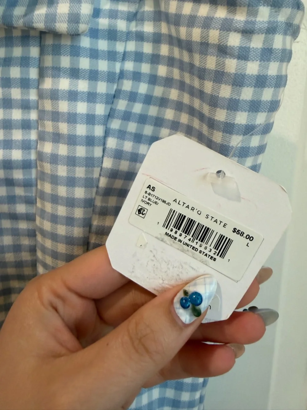 NWT Altar'd State Light Blue Gingham Corset Top with Bow - Size Large - Picture 3 of 4